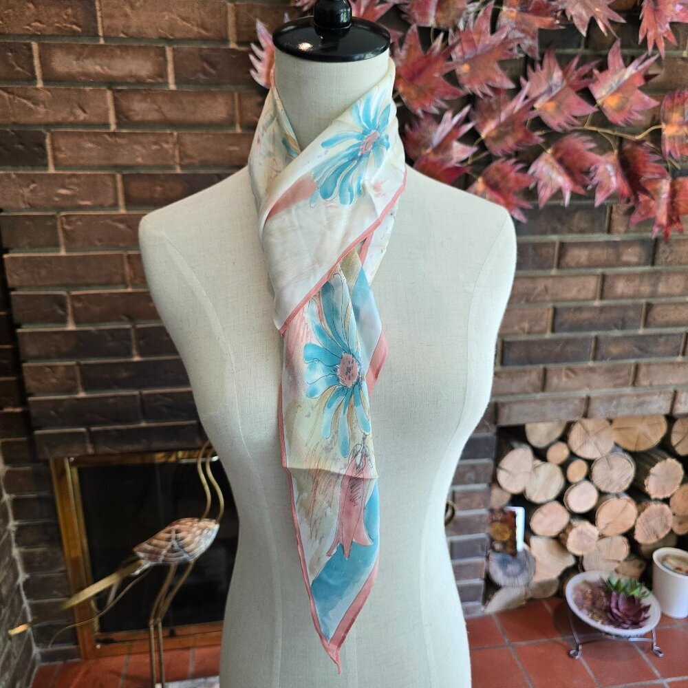 Vera Neumann - Vintage Silk Scarf with Watercolour Effect Floral Design​